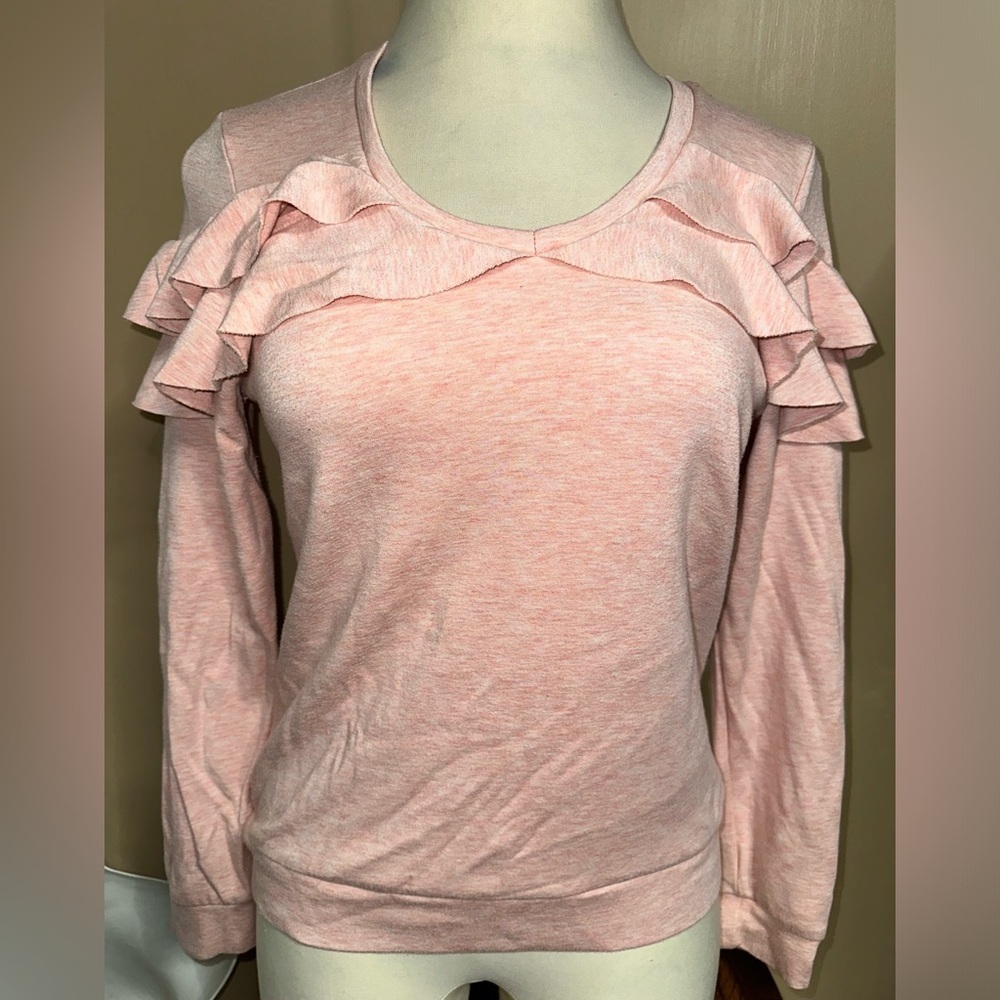 Calvin Klein Light Pink Ruffle Long Sleeve Top